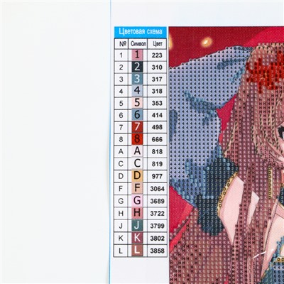 Алмазная мозаика с частичным заполнением на холсте «Красный цветок», 20 х 30 см