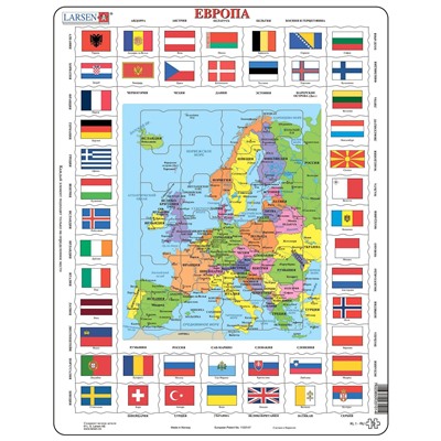Пазл Larsen «Карта и флаги Европы», 70 эл.