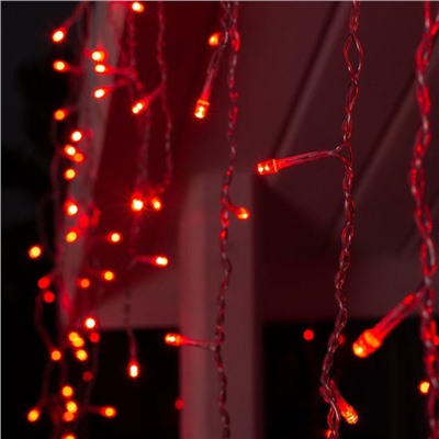 Гирлянда «Бахрома» 4 × 0.6 м, IP44, прозрачная нить, 180 LED, свечение красное, 8 режимов, 220 В