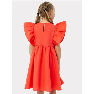 Платье для девочек в красном оттенке с декоративными рукавами