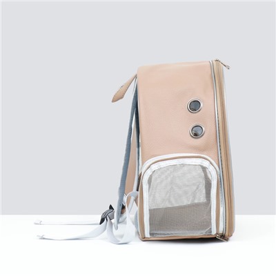 Рюкзак для переноски "Котик", прозрачный, 32 х 21 х 35 см, бежевый