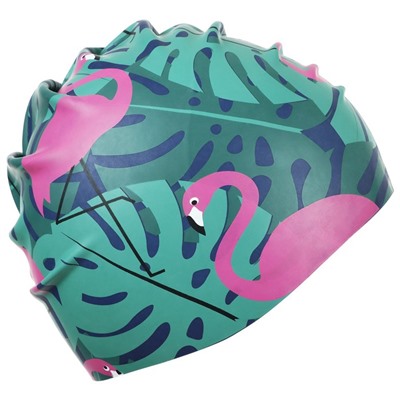 Шапочка для плавания детская ONLITOP «Фламинго с пальмами», силиконовая, обхват 46-52 см