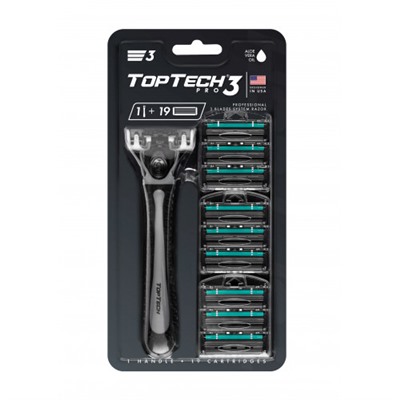 Мужская бритва TopTech PRO 3, США. Совместимы с Gillette Blue3*. 1 Бритва + 19 сменных кассет