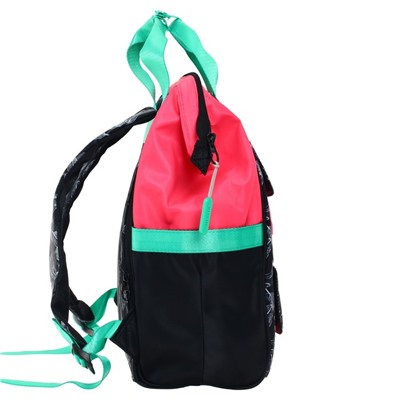 Сумка-рюкзак молодёжный Across MOM, 35 х 25 х 15 см, чёрный, розовый, зелёный