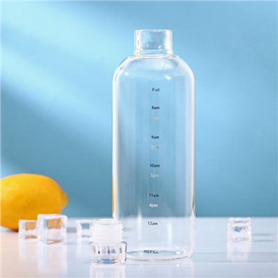 Бутылка для воды стеклянная «Лаго», 750 мл, h=23 см, с маркёром времени