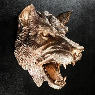 Подвесной декор "Голова волка" бронза 38х30х28см
