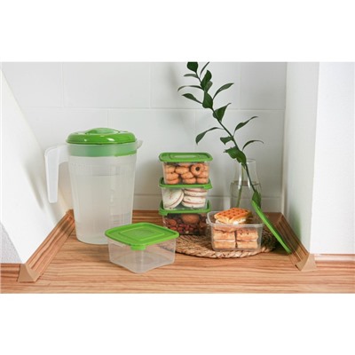 Набор контейнеров пищевых RICCO, 5 шт, 460 мл, 11×11×11 см, квадратные, цвет зелёный