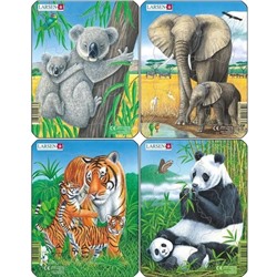 Пазл Larsen "Коала, слон, тигр, панда", в ассортименте, 8 деталей