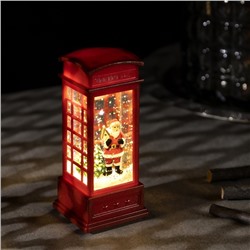 Светодиодная фигура «Дед Мороз в телефонной будке» 5 × 12 × 5 см, пластик, блёстки, батарейки AG13х3, свечение тёплое белое