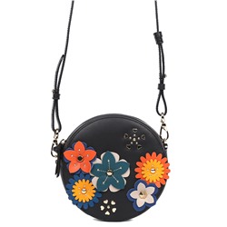 Круглая сумка с цветами, кожа, LEO VENTONI 23004455-nero