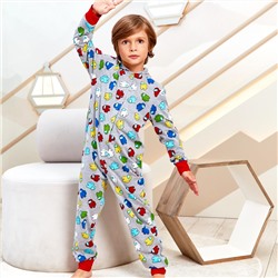 Пижама д/мал детская модель "комбинезон пижамный" Juno AW21BJ630 Sleepwear Boys серый амонг