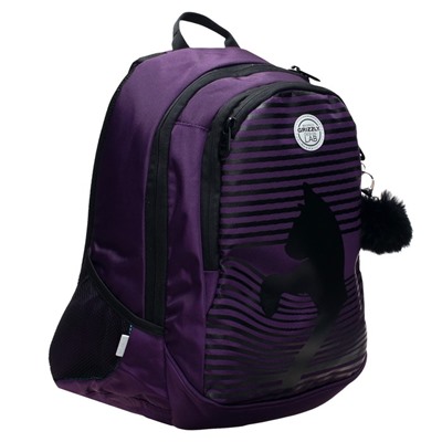 Рюкзак молодёжный Grizzly "Кошка", 40 х 29 х 20 см, эргономичная спинка, отделение для ноутбука, фиолетовый, чёрный