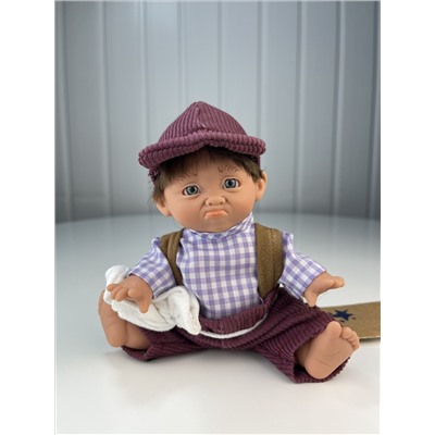 Кукла "Джестито" , мальчик, недовольный, в фиолетовом, 18 см, арт.149-6