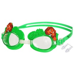 Очки для плавания детские ONLYTOP Swim «Зверята», беруши, цвет зелёный