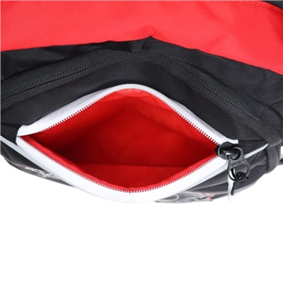 Рюкзак школьный Grizzly + мешок для обуви , 39 х 28 х 17 см, эргономичная спинка, чёрный, красный