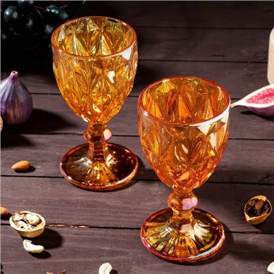 Набор бокалов стеклянных Magistro «Круиз», 250 мл, 8×15,3 см, 2 шт, цвет янтарный