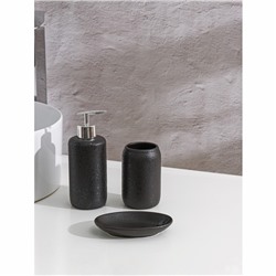 Набор аксессуаров для ванной комнаты Доляна «Венера», 3 предмета (дозатор 350 мл, мыльница, стакан), цвет чёрный