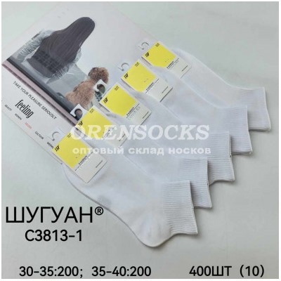 уп  10 НОСКИ ПОДРОСТОК ХЛОПОК ПОЛУСЕТКА БЕЛЫЕ ШУГУАН ECOSOCKS C3813