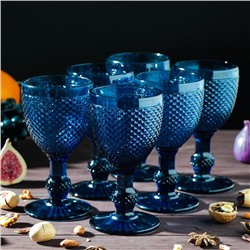 Набор бокалов стеклянных Magistro «Вилеро», 280 мл, 8×16 см, 6 шт, цвет синий
