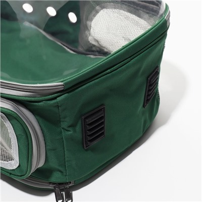 Прозрачный раскладывающийся рюкзак для животных, 33 х 28 х 42 см, зеленый