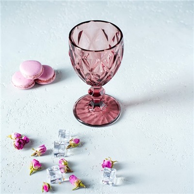 Бокал стеклянный Magistro «Круиз», 250 мл, 8×15,3 см, цвет розовый