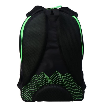 Рюкзак молодёжный Calligrata "Волны", 44 х 30 х 17 см, эргономичная спинка, чёрный, зеленый