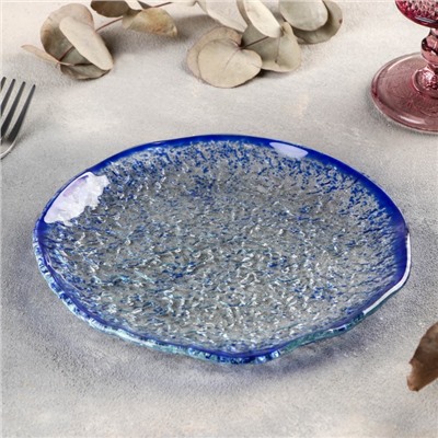Тарелка стеклянная десертная Magistro «Голубой бриллиант», d=19,5 см