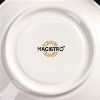 Кофейная пара фарфоровая Magistro La Perle, чашка 100 мл, блюдце d=11,5 см, цвет белый