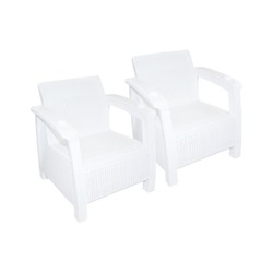 Набор мебели «Ротанг»: два кресла, без подушек, цвет белый