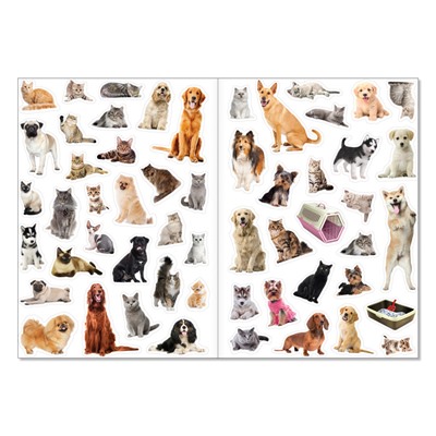 Наклейки многоразовые «Кошки и собаки», формат А4