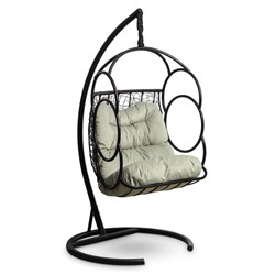 Подвесное кресло-кокон с подушкой "SENATORE" черное, зеленая подушка, стойка, 86х110х195см