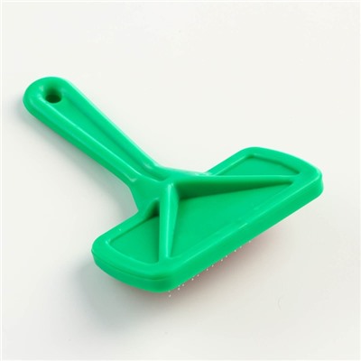 Пуходёрка "Симпл" с каплями, с пластиковой ручкой 9,2 х 13,2 см, зелёная