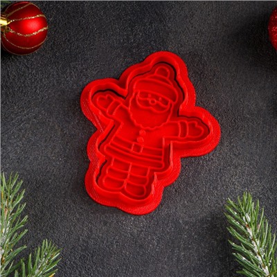 Форма для печенья «Дед Мороз», 9×8 см, штамп, вырубка, цвет красный