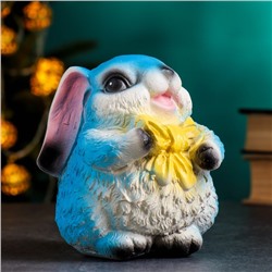 Копилка "Кролик с бантиком" голубой, 15х13х15см