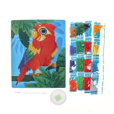 Алмазная мозаика с частичным заполнением для детей «Яркий попугай», 20 х 25 см