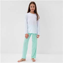 Пижама для девочки (кофта и брюки) MINAKU, цвет белый/мятный, рост 98 см
