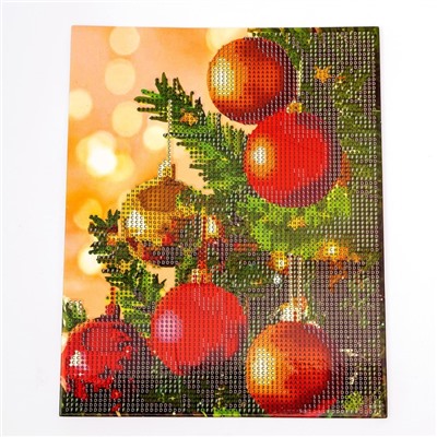 Новогодняя алмазная мозаика с частичным заполнением «Новый год. Елочные шары», 20 х 25 см