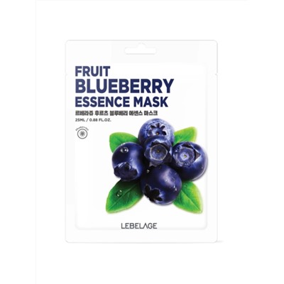 LEBELAGE - МАСКА ТКАНЕВАЯ С ЭКСТРАКТОМ ЧЕРНИКИ FRUIT BLUEBERRY ESSENCE MASK, 25 МЛ