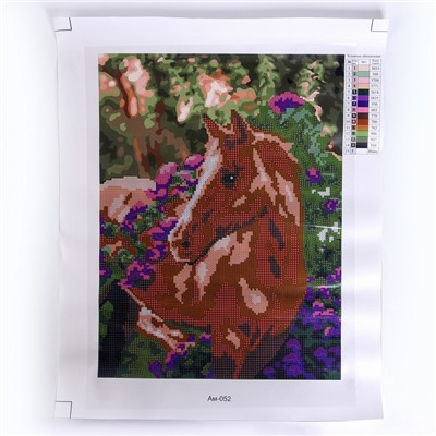 Алмазная мозаика 30 × 40 см, (частичное заполнение) «Лошадка в цветах»