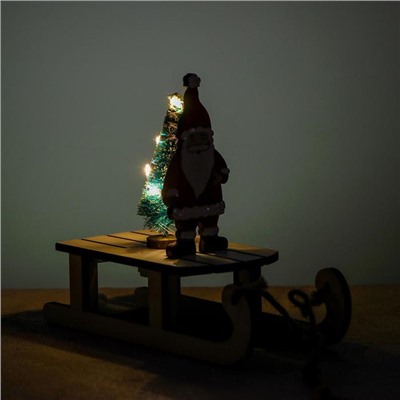 Новогодний декор с подсветкой «Дед мороз на санках» 2 круглые, 8х18х15,5 см