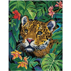 Алмазная мозаика ТРИ СОВЫ "Взгляд из джунглей", 40*50см, холст на деревянном подрамнике, картонная коробка с пластиковой ручкой
