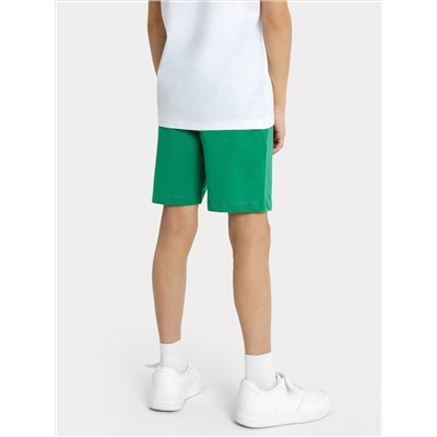 Хлопковые прямые шорты зеленого цвета для мальчиков