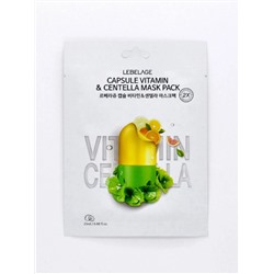 LEBELAGE - МАСКА ТКАНЕВАЯ С ЭКСТРАКТОМ ЦЕНТЕЛЛЫ И ВИТАМИНАМИ CAPSULE VITAMIN & CENTELLA 2X MASK PACK, 25 МЛ