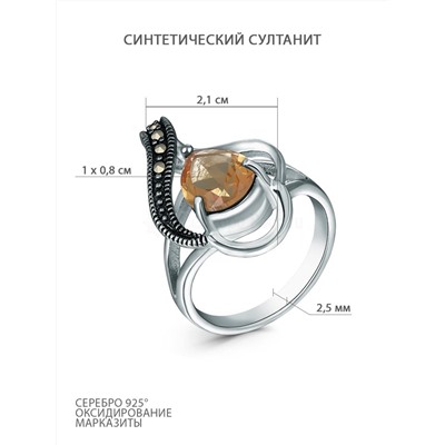 Серьги из чернёного серебра с синтетическим султанитом и марказитами GAE2131