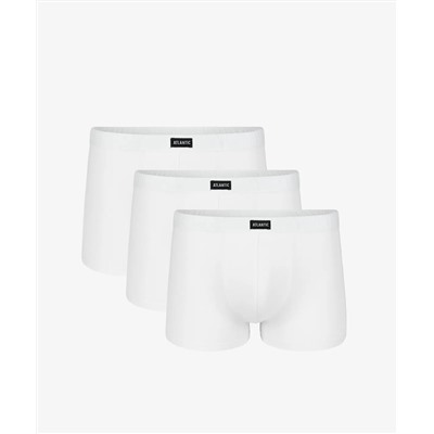 Мужские трусы шорты Atlantic, набор из 3 шт., хлопок, белые, Basic 3BMH-007