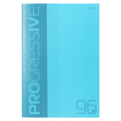 Тетрадь A4, 96 листов в клетку, PROGRESSIVE, пластиковая обложка, блок 65 г/м2, бирюзовая