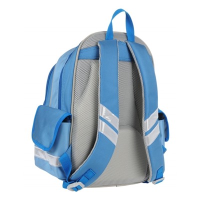 5-852 Рюкзак школьный, 2 отдела на молнии, цвет голубой 41х31х13,5см