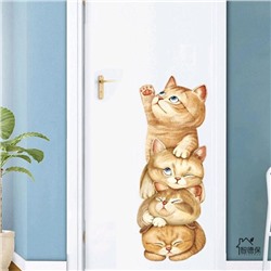 Наклейка пластик интерьерная на дверь "Котята-непоседы" 58х22 см