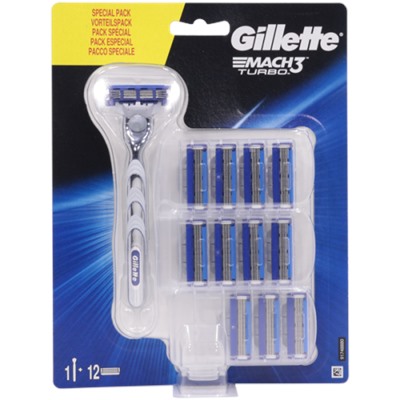 Gillette станок Mach 3 Turbo (Станок + 12 кассет) на блистере