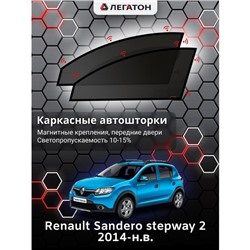 Каркасные автошторки Renault Sandero stepway, 2014-н.в., передние (магнит), Leg0466